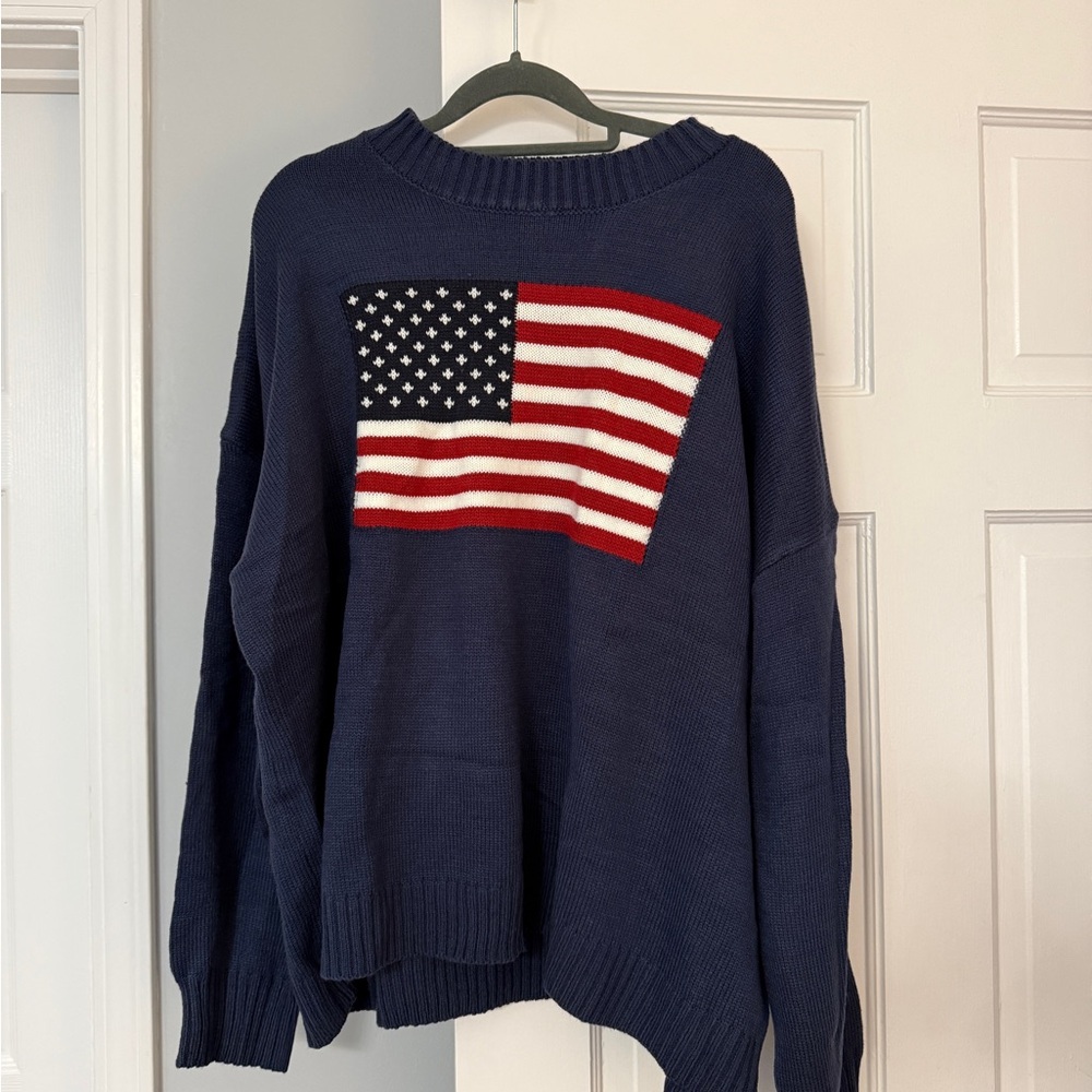 Navy Blue American Flag Sweater